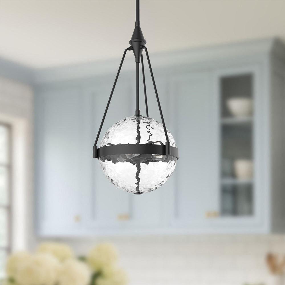 Alora Canada - PD406414MBWC - Three Light Pendant - Harmony - Matte Black/Clear Water Glass