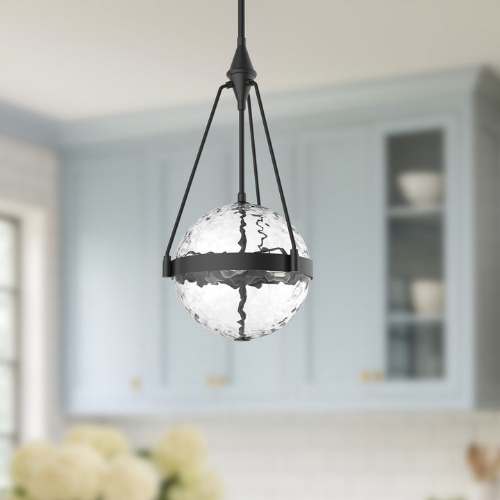 Alora Canada - PD406414MBWC - Three Light Pendant - Harmony - Matte Black/Clear Water Glass