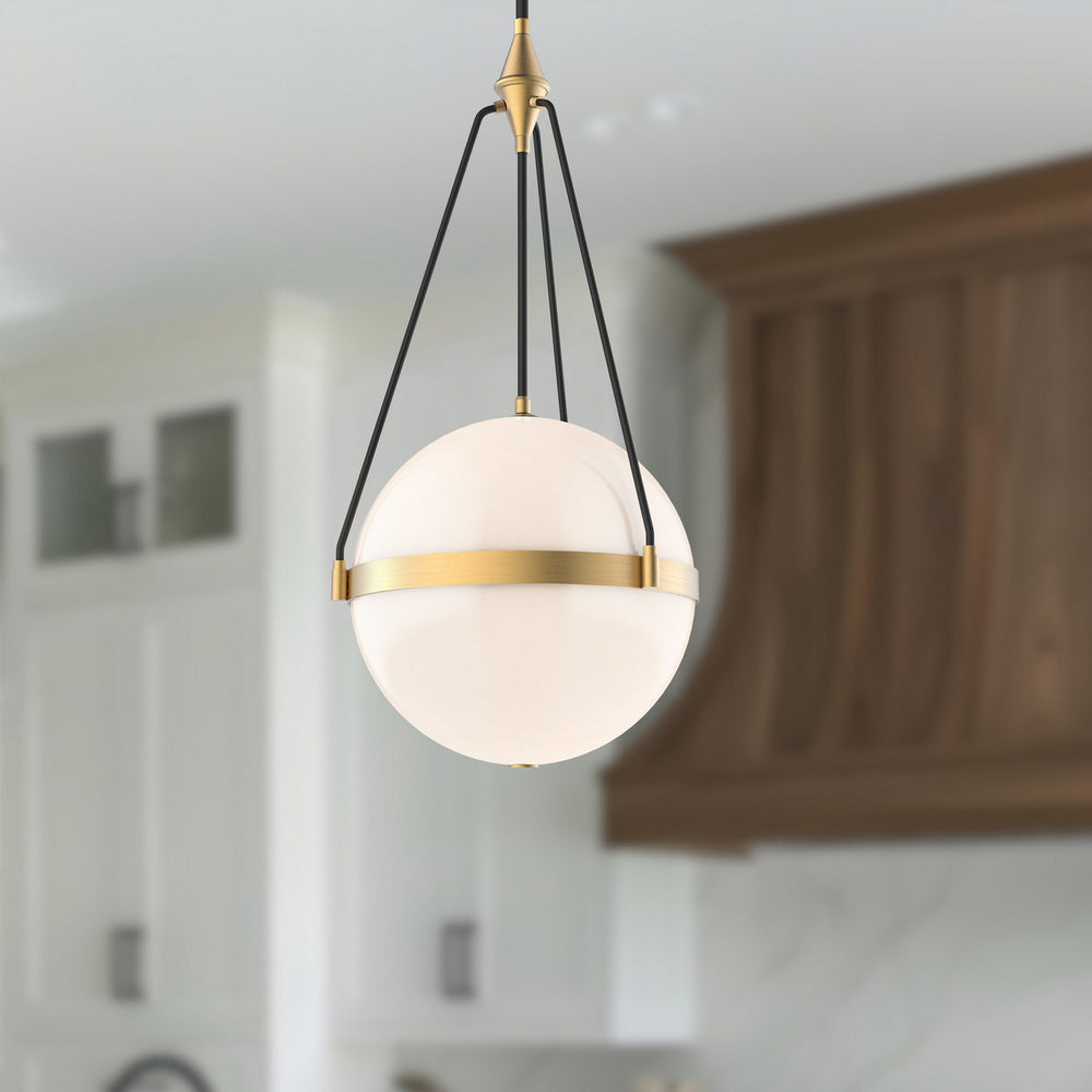 Alora Canada - PD406418BGGO - Four Light Pendant - Harmony - Brushed Gold/Glossy Opal Glass
