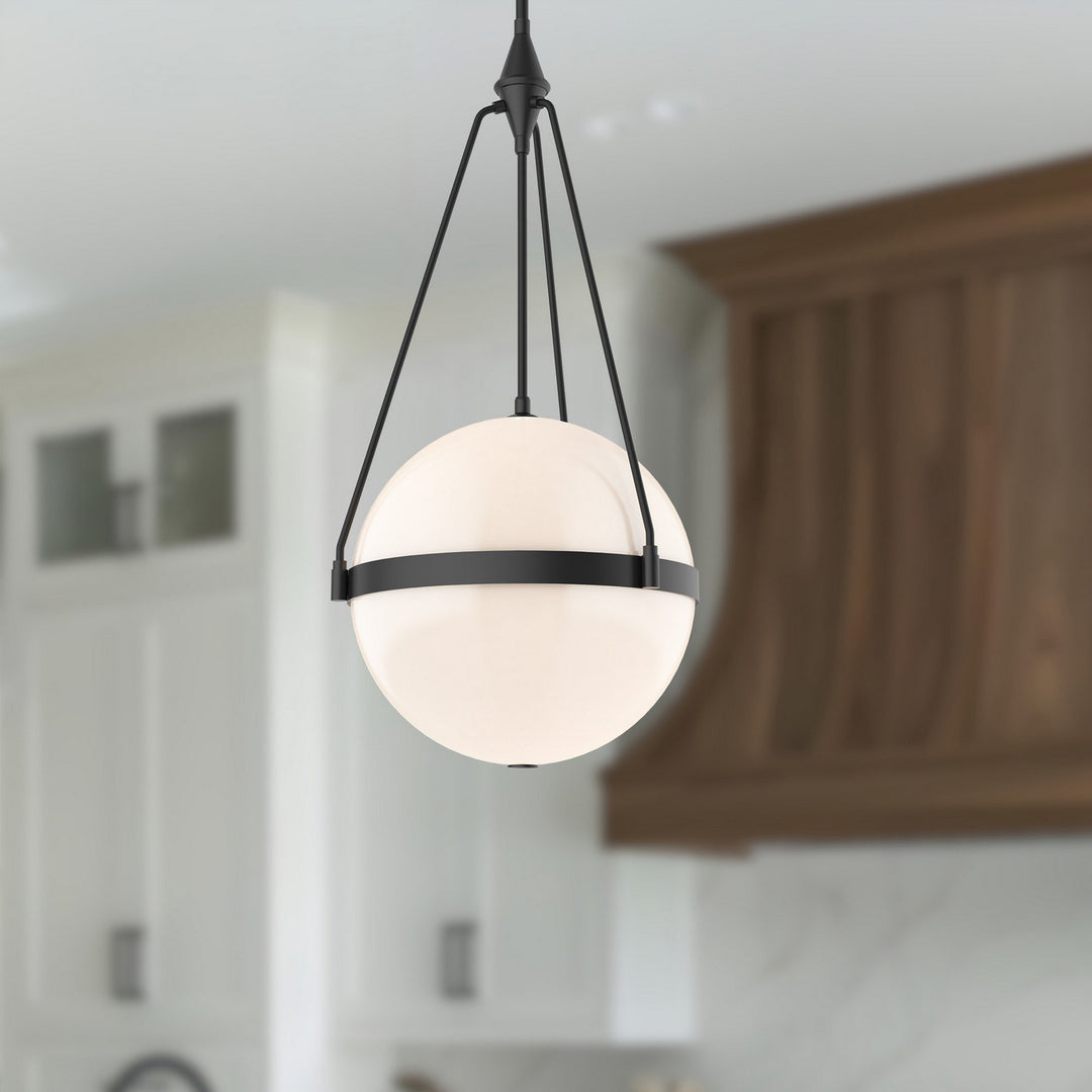 Alora Canada - PD406418MBGO - Four Light Pendant - Harmony - Matte Black/Glossy Opal Glass