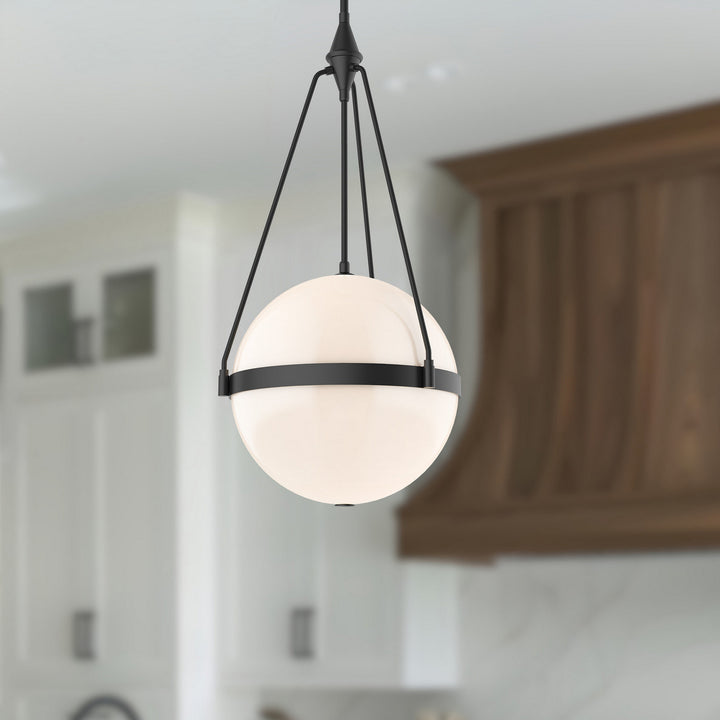 Alora Canada - PD406418MBGO - Four Light Pendant - Harmony - Matte Black/Glossy Opal Glass