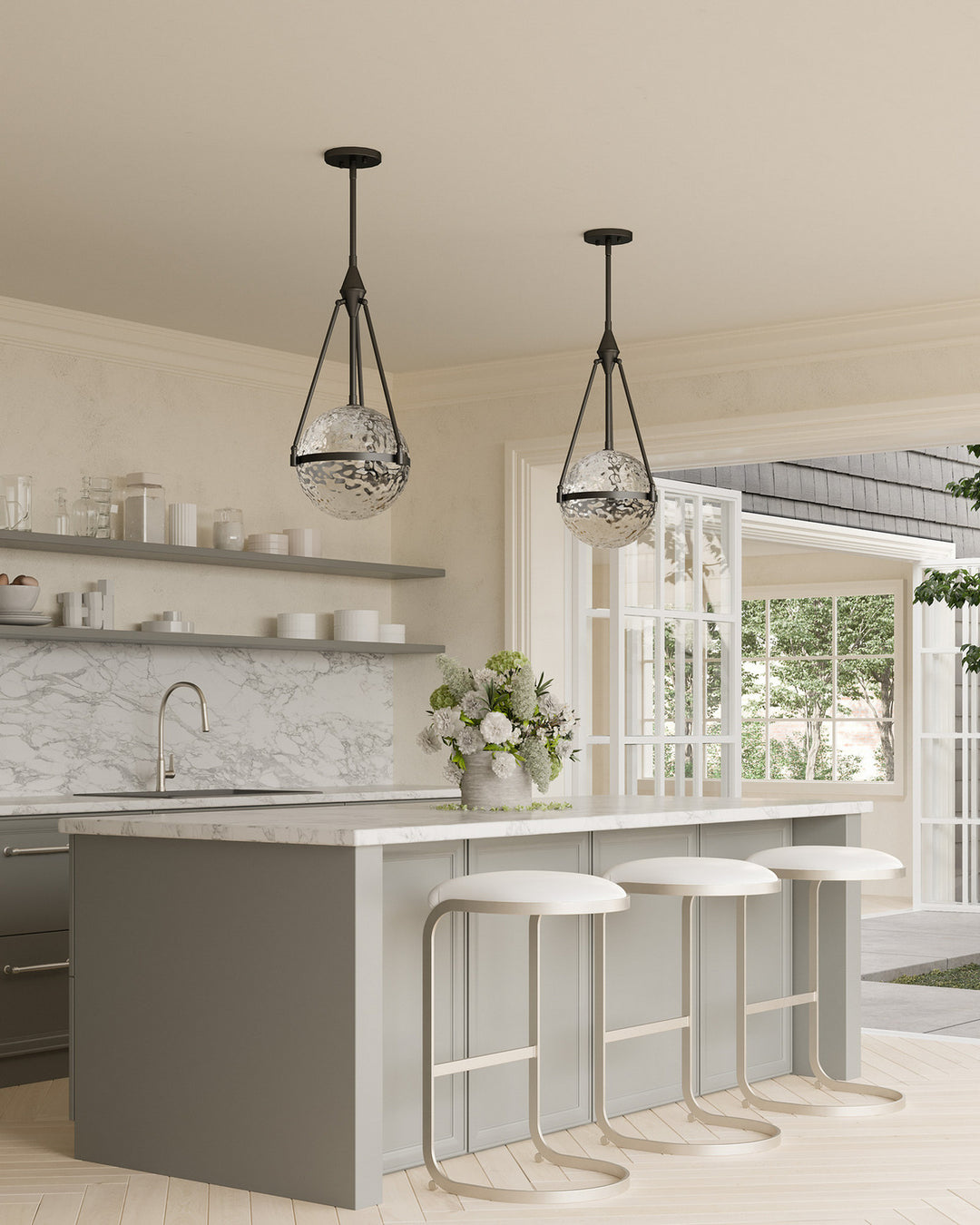 Alora Canada - PD406418MBWC - Four Light Pendant - Harmony - Matte Black/Clear Water Glass