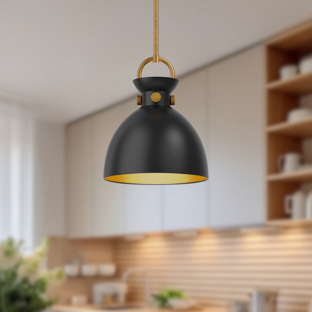 Alora Canada - PD411311AGMB - One Light Pendant - Waldo - Aged Gold/Matte Black