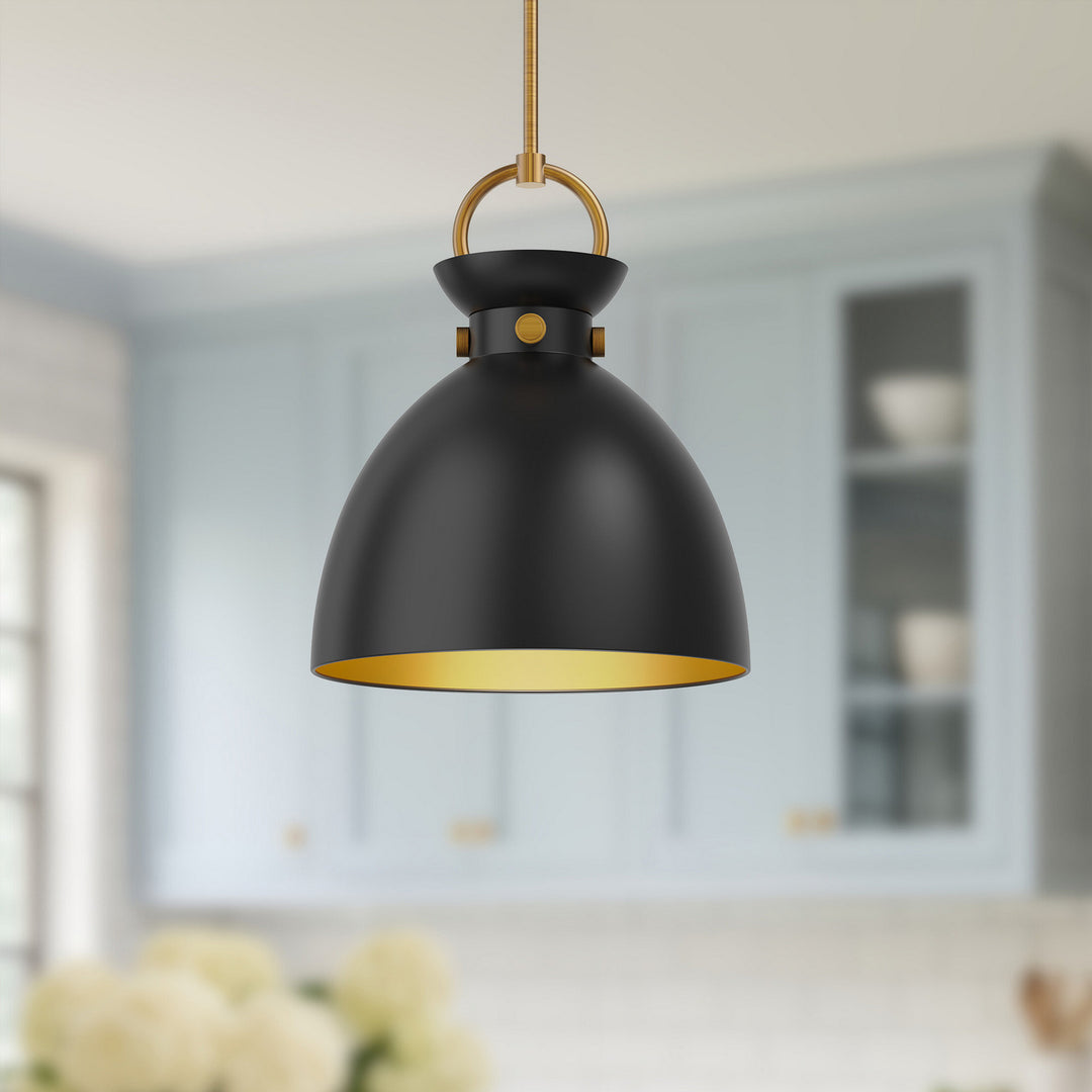 Alora Canada - PD411314AGMB - One Light Pendant - Waldo - Aged Gold/Matte Black