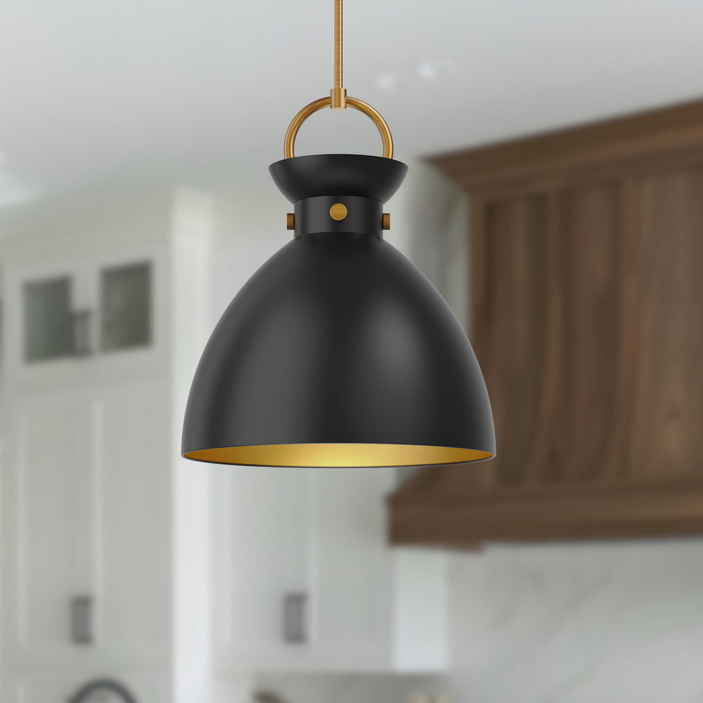 Alora Canada - PD411318AGMB - One Light Pendant - Waldo - Aged Gold/Matte Black