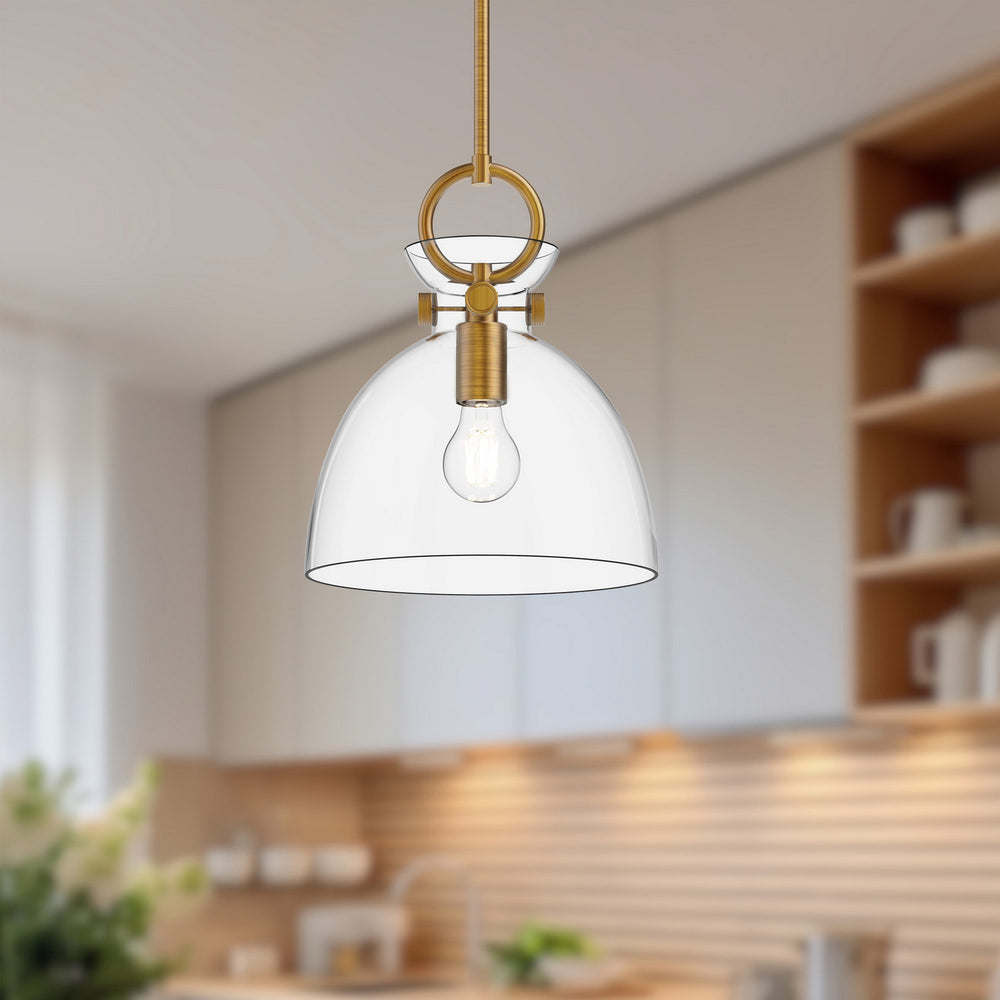 Alora Canada - PD411811AGCL - One Light Pendant - Waldo - Aged Gold/Clear