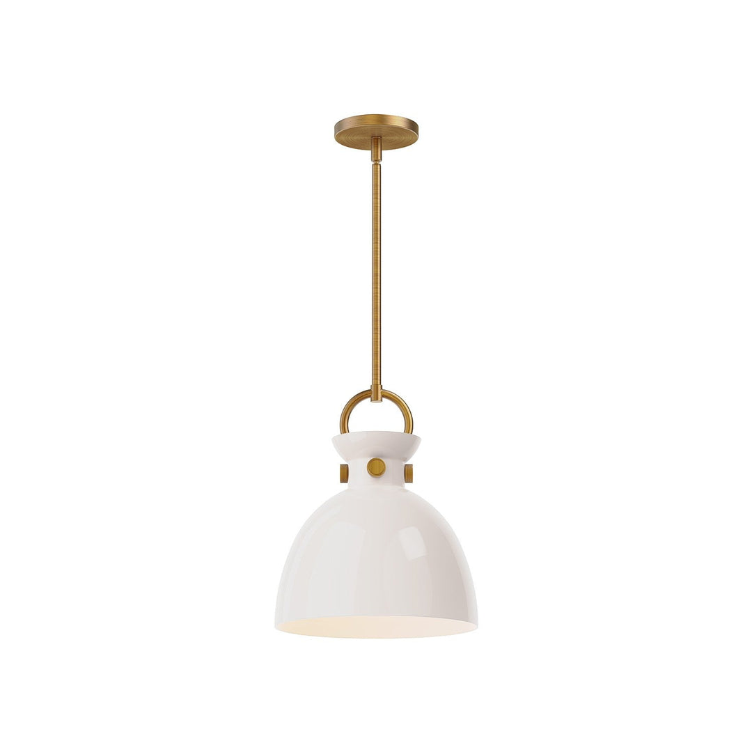 Alora Canada - PD411811AGGO - One Light Pendant - Waldo - Aged Gold/Glossy Opal Glass