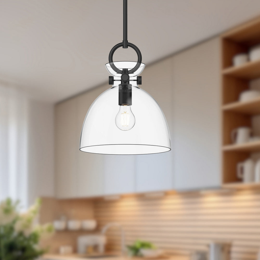 Alora Canada - PD411811MBCL - One Light Pendant - Waldo - Matte Black/Clear Glass