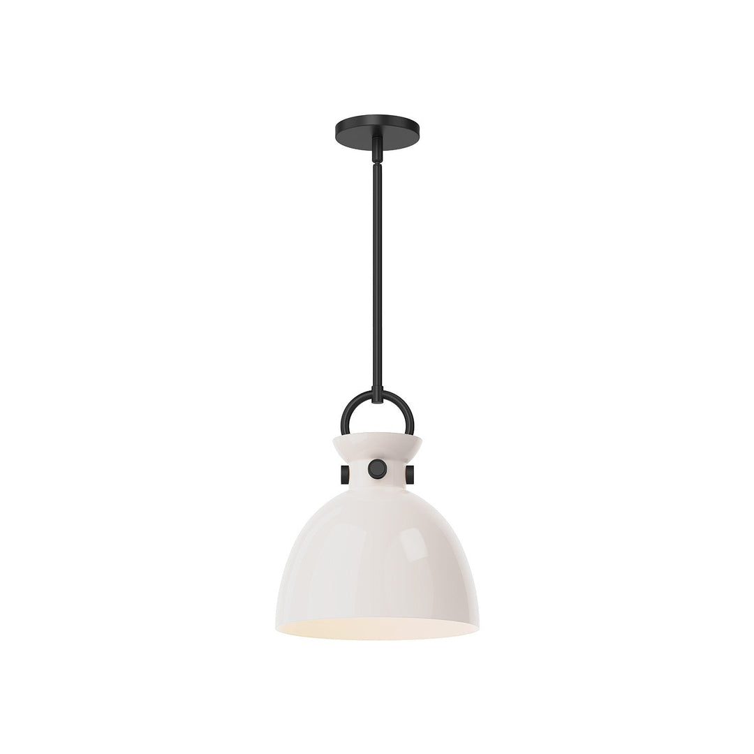 Alora Canada - PD411811MBGO - One Light Pendant - Waldo - Matte Black/Glossy Opal Glass