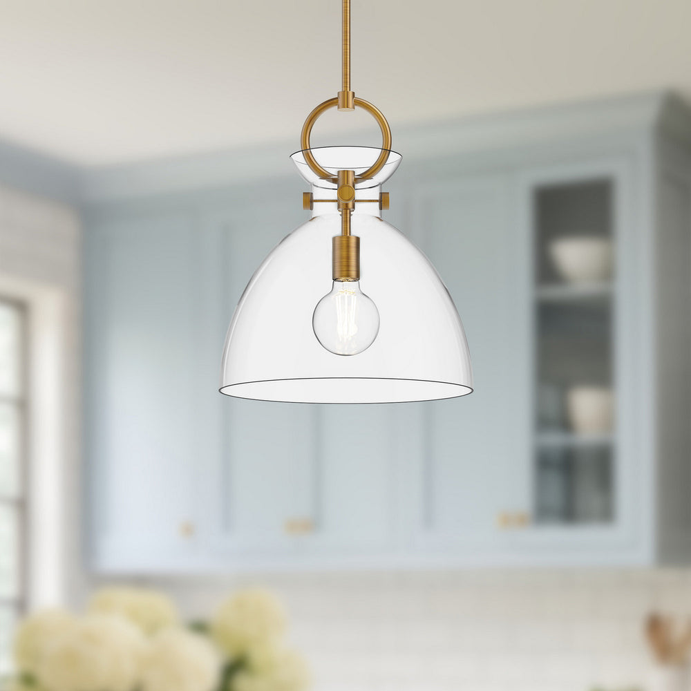Alora Canada - PD411814AGCL - One Light Pendant - Waldo - Aged Gold/Clear