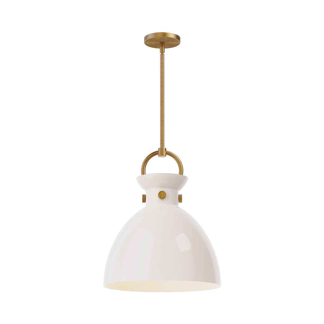 Alora Canada - PD411814AGGO - One Light Pendant - Waldo - Aged Gold/Glossy Opal Glass