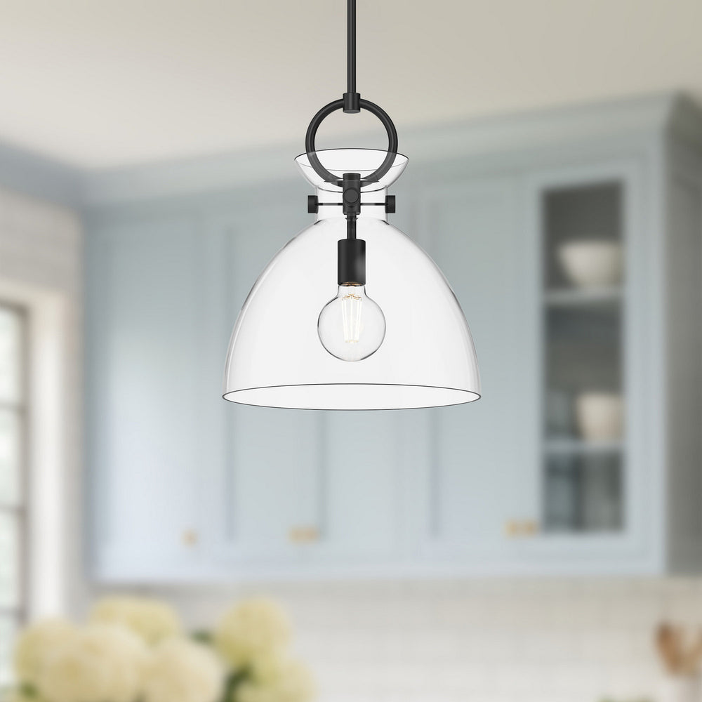 Alora Canada - PD411814MBCL - One Light Pendant - Waldo - Matte Black/Clear Glass