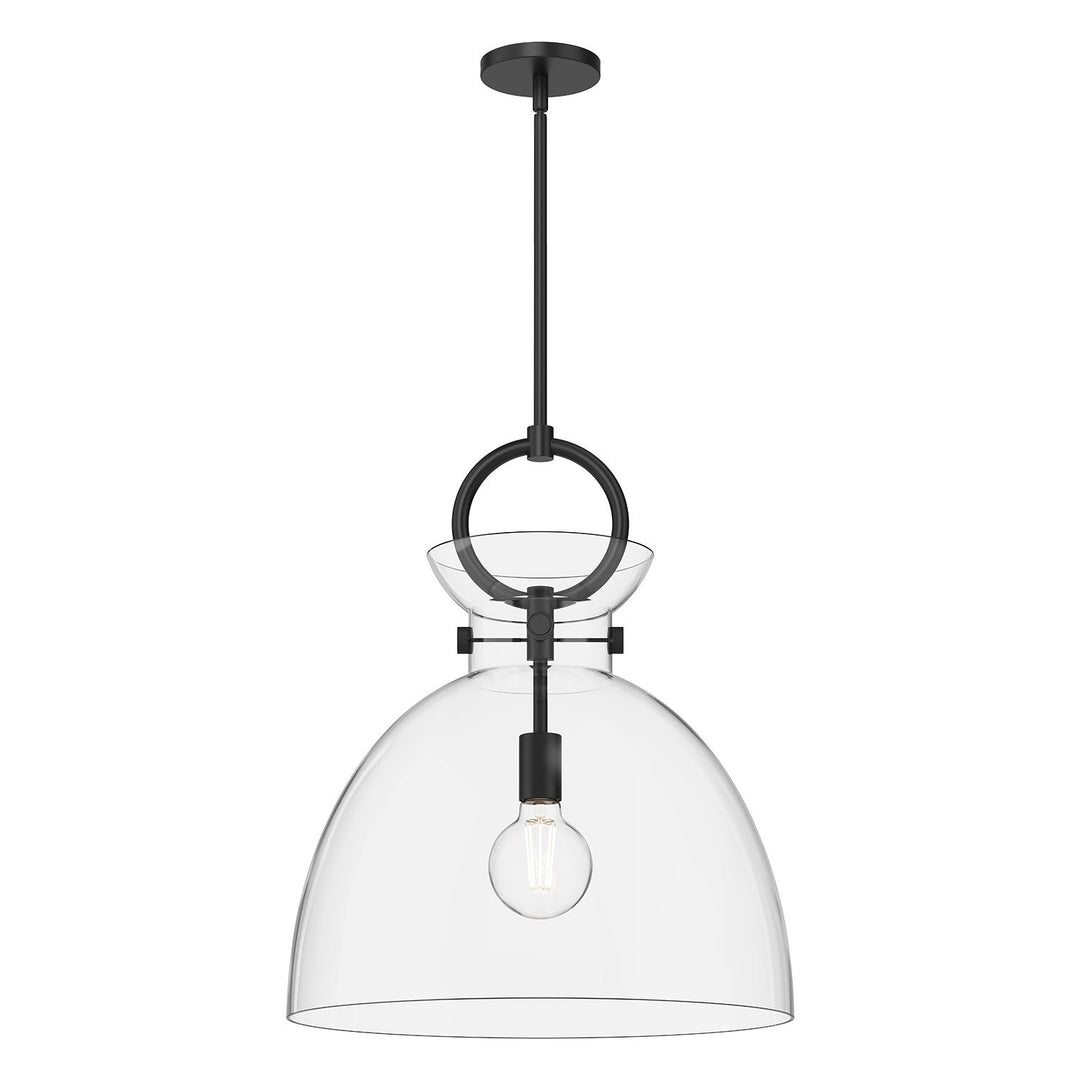 Waldo One Light Pendant in Matte Black/Clear Glass Alora Canada