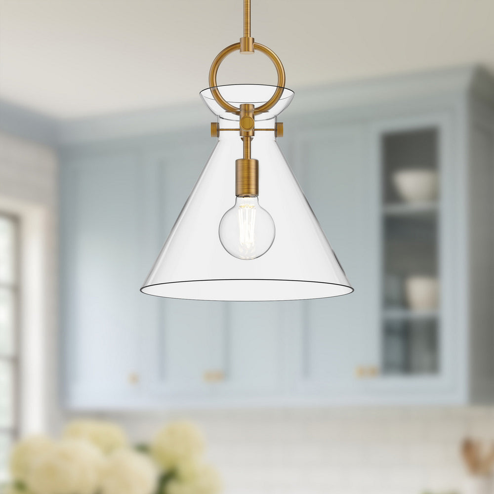 Alora Canada - PD412514AGCL - One Light Pendant - Emerson - Aged Gold/Clear Glass