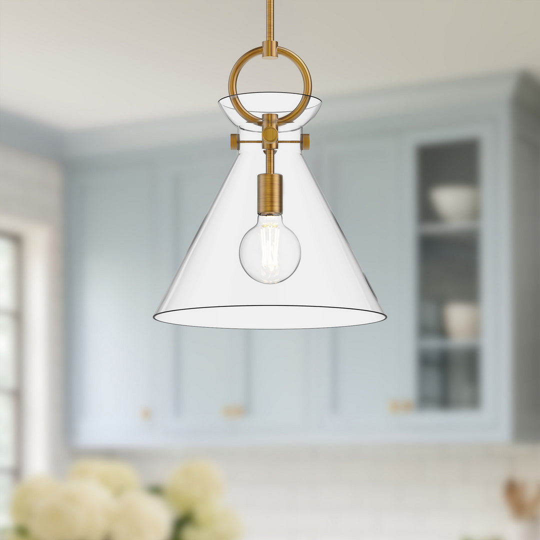 Alora Canada - PD412514AGCL - One Light Pendant - Emerson - Aged Gold/Clear Glass