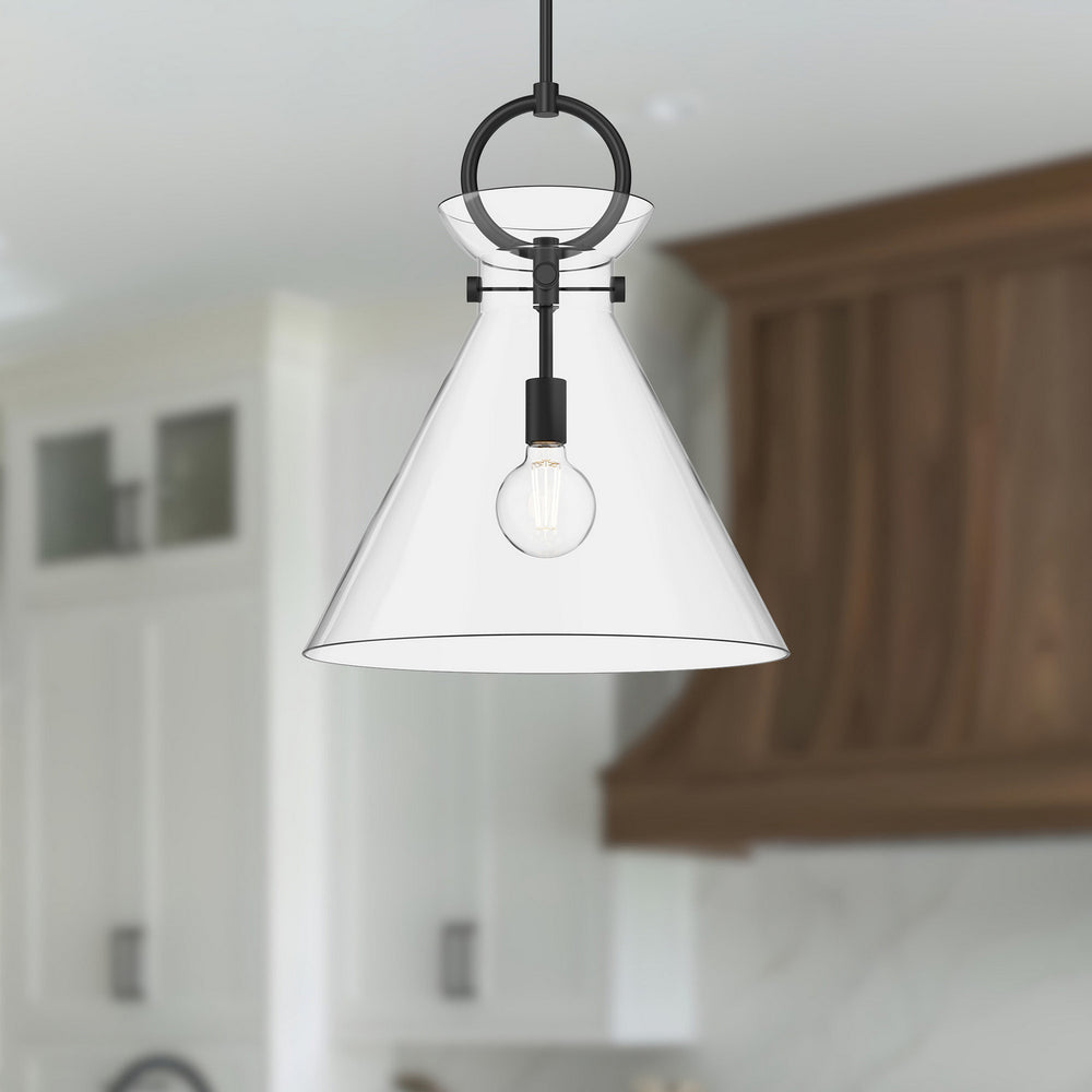 Alora Canada - PD412518MBCL - One Light Pendant - Emerson - Matte Black/Clear Glass