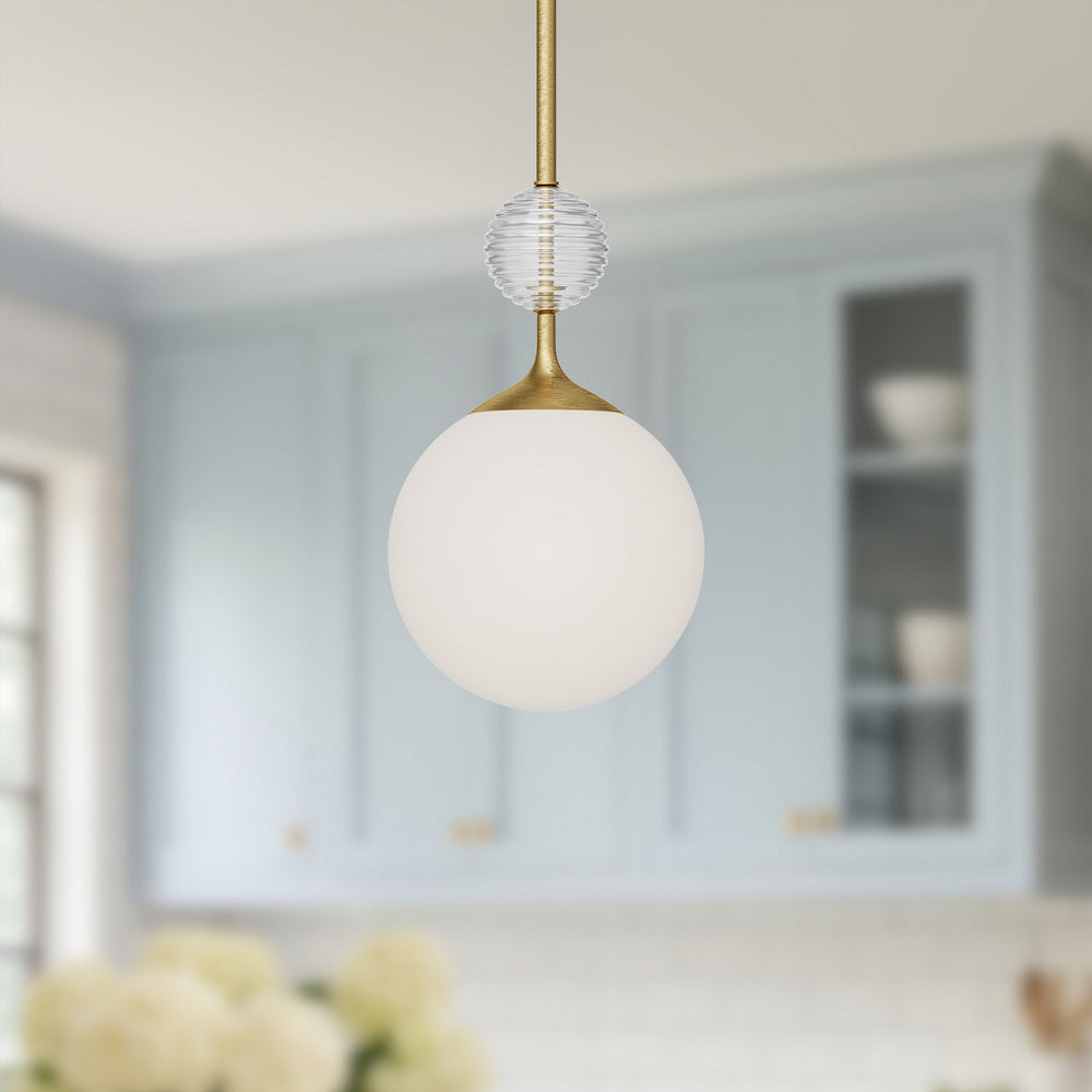 Alora Canada - PD415308BGOP - One Light Pendant - Celia - Brushed Gold/Opal Glass