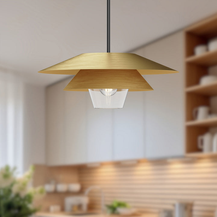 Alora Canada - PD475120BGCL - One Light Pendant - Tetsu - Brushed Gold/Clear Glass