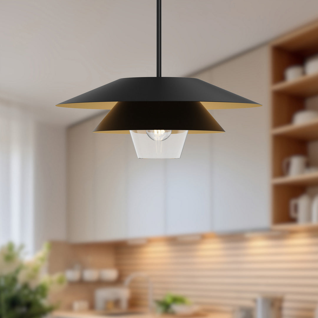 Alora Canada - PD475120MBCL - One Light Pendant - Tetsu - Matte Black/Clear Glass