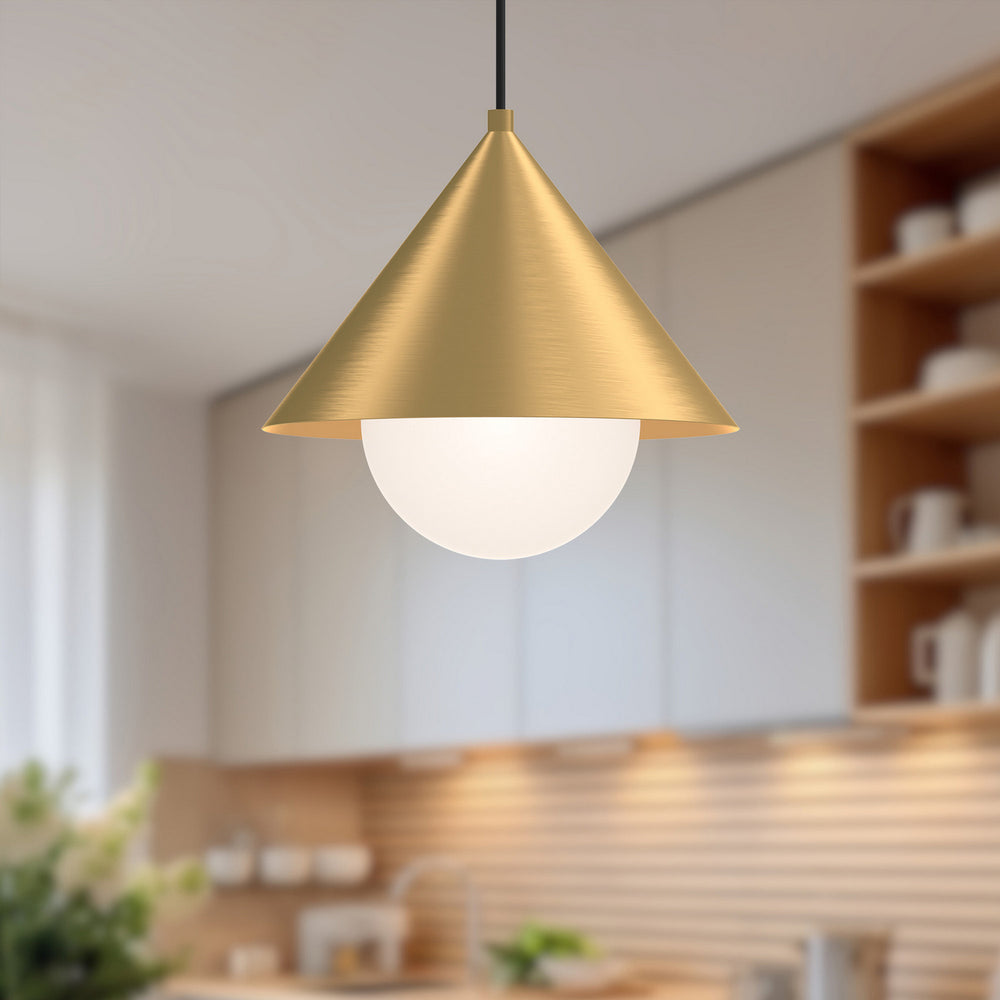 Alora Canada - PD485214BGOP - One Light Pendant - Remy - Brushed Gold/Opal Glass