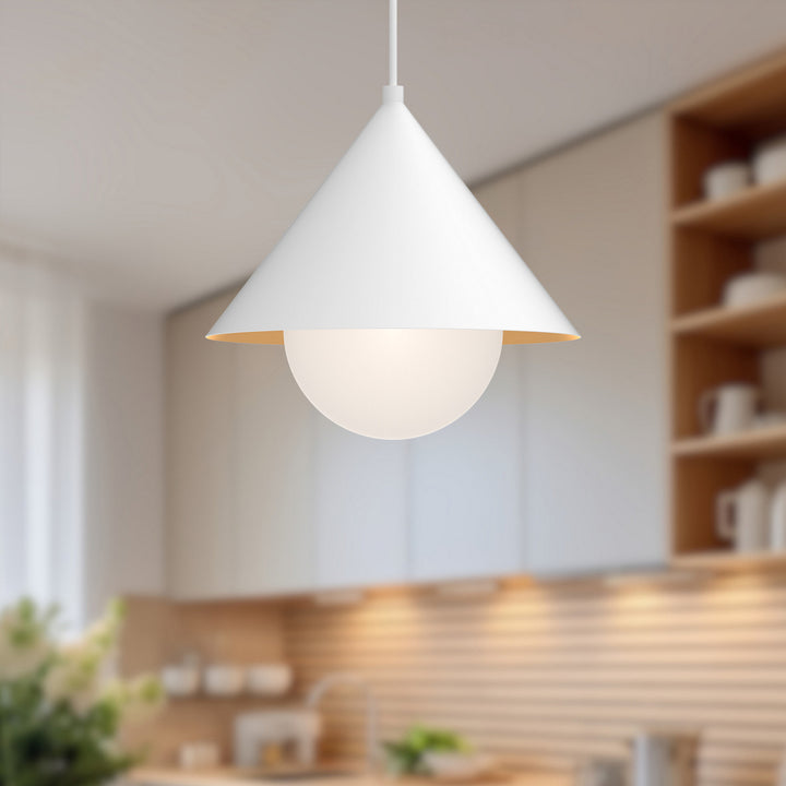 Alora Canada - PD485214WHOP - One Light Pendant - Remy - White/Opal Glass