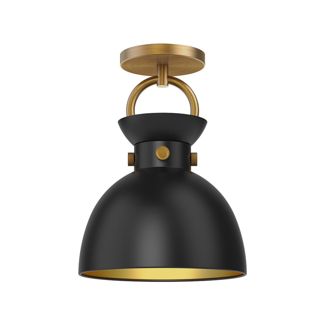 Alora Canada - SF411309AGMB - One Light Semi-Flush Mount - Waldo - Aged Gold/Matte Black