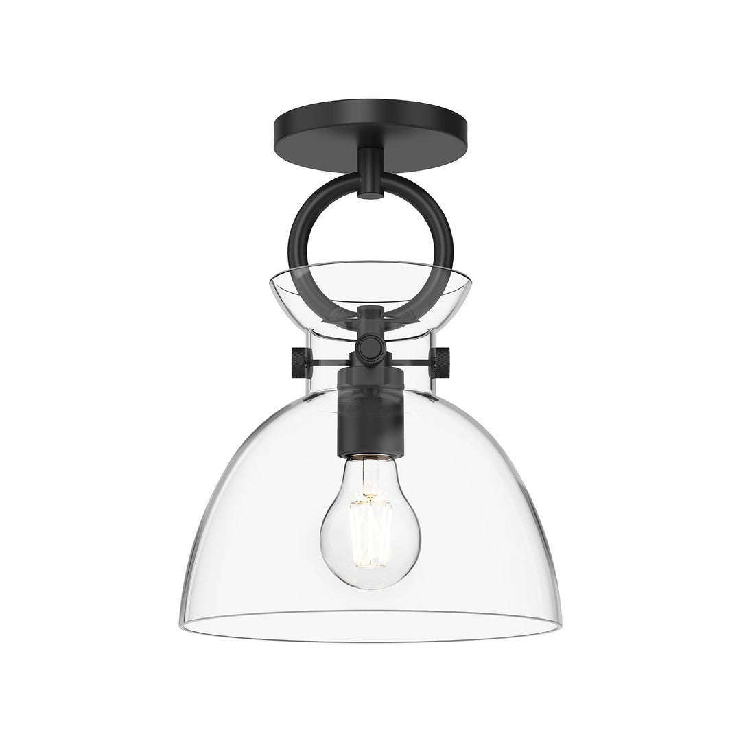 Alora Canada - SF411809MBCL - One Light Semi-Flush Mount - Waldo - Matte Black/Clear Glass
