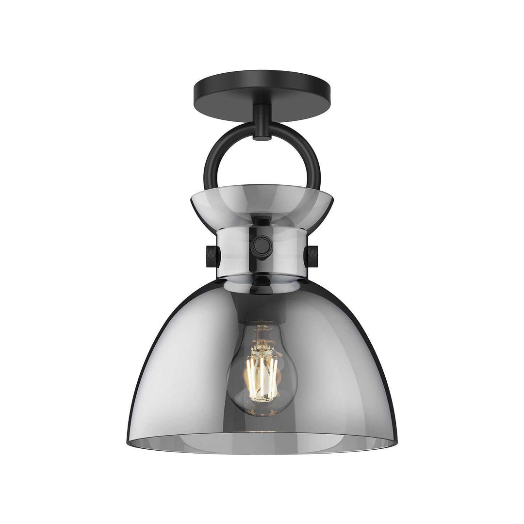 Alora Canada - SF411809MBSM - One Light Semi-Flush Mount - Waldo - Matte Black/Smoked