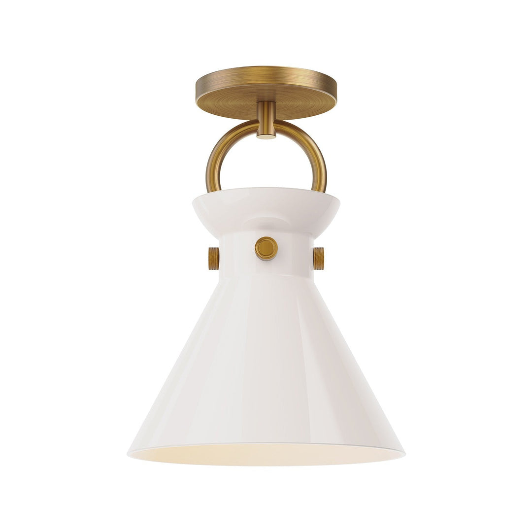 Alora Canada - SF412509AGGO - One Light Semi-Flush Mount - Emerson - Aged Gold/Glossy Opal Glass