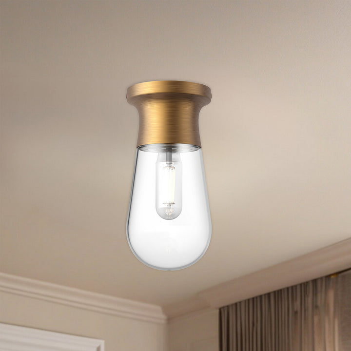 Alora Canada - SF464001AG - One Light Semi-Flush Mount - Marcel - Aged Gold