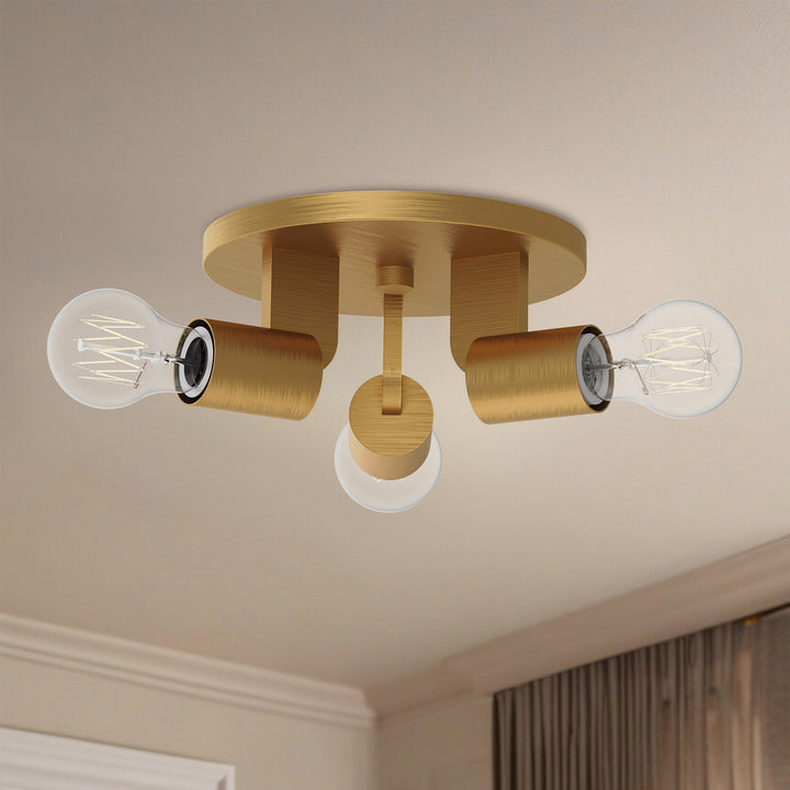 Alora Canada - SF607003AG - Three Light Semi-Flush Mount - Claire - Aged Gold
