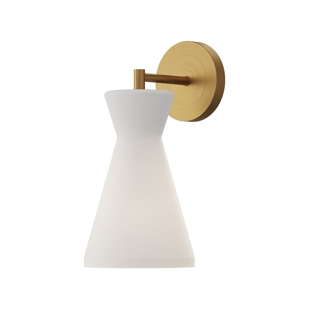 Betty One Light Wall Sconce in Aged Gold/Opal Glass Alora Canada