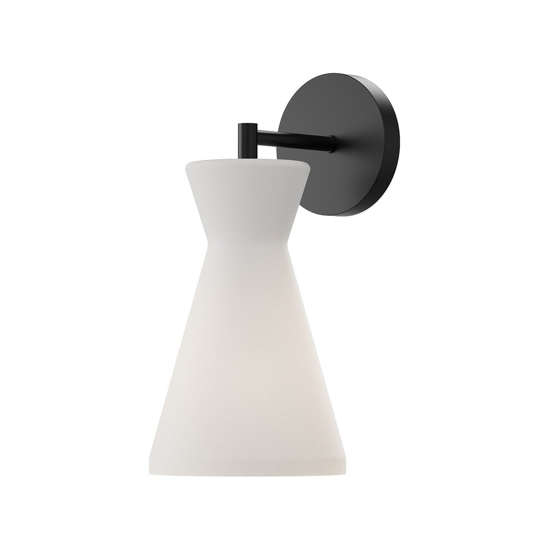 Betty One Light Wall Sconce in Matte Black/Opal Glass Alora Canada