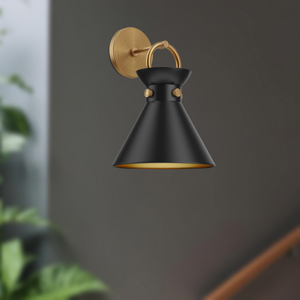 Alora Canada - WV412009AGMB - One Light Wall Sconce - Emerson - Aged Gold/Matte Black