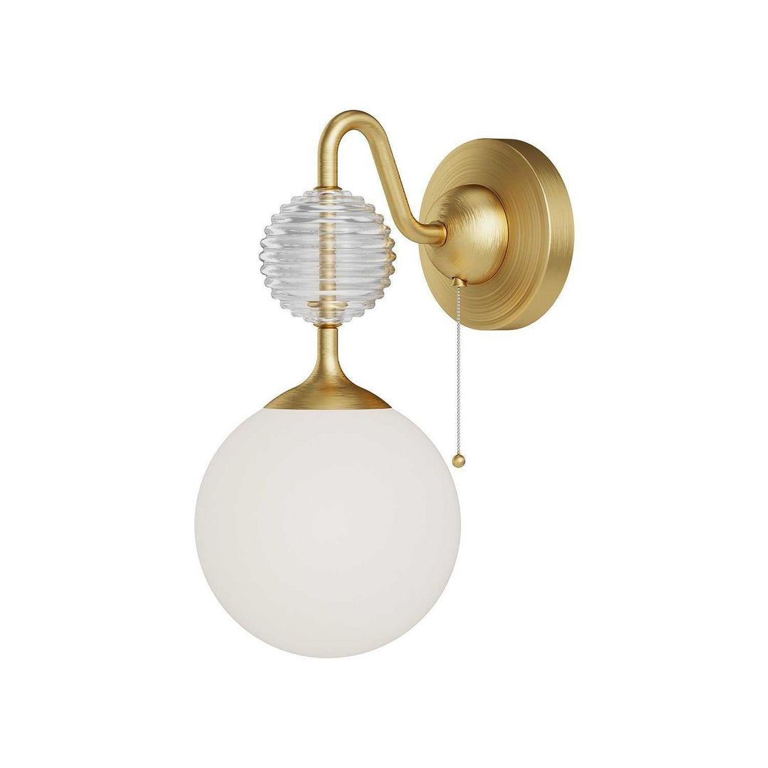 Celia One Light Wall Sconce in Brushed Gold/Opal Glass Alora Canada