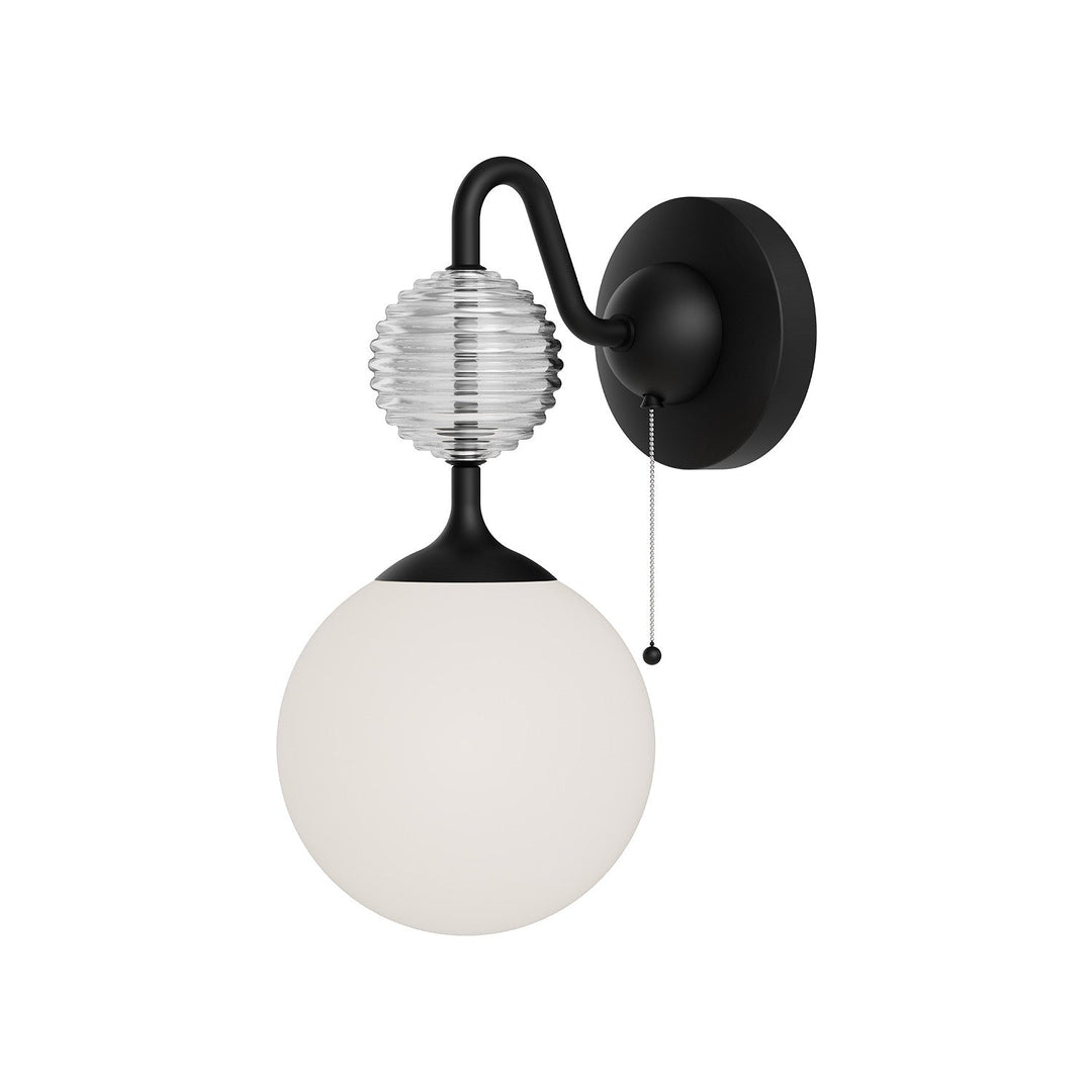 Celia One Light Wall Sconce in Matte Black/Opal Glass Alora Canada