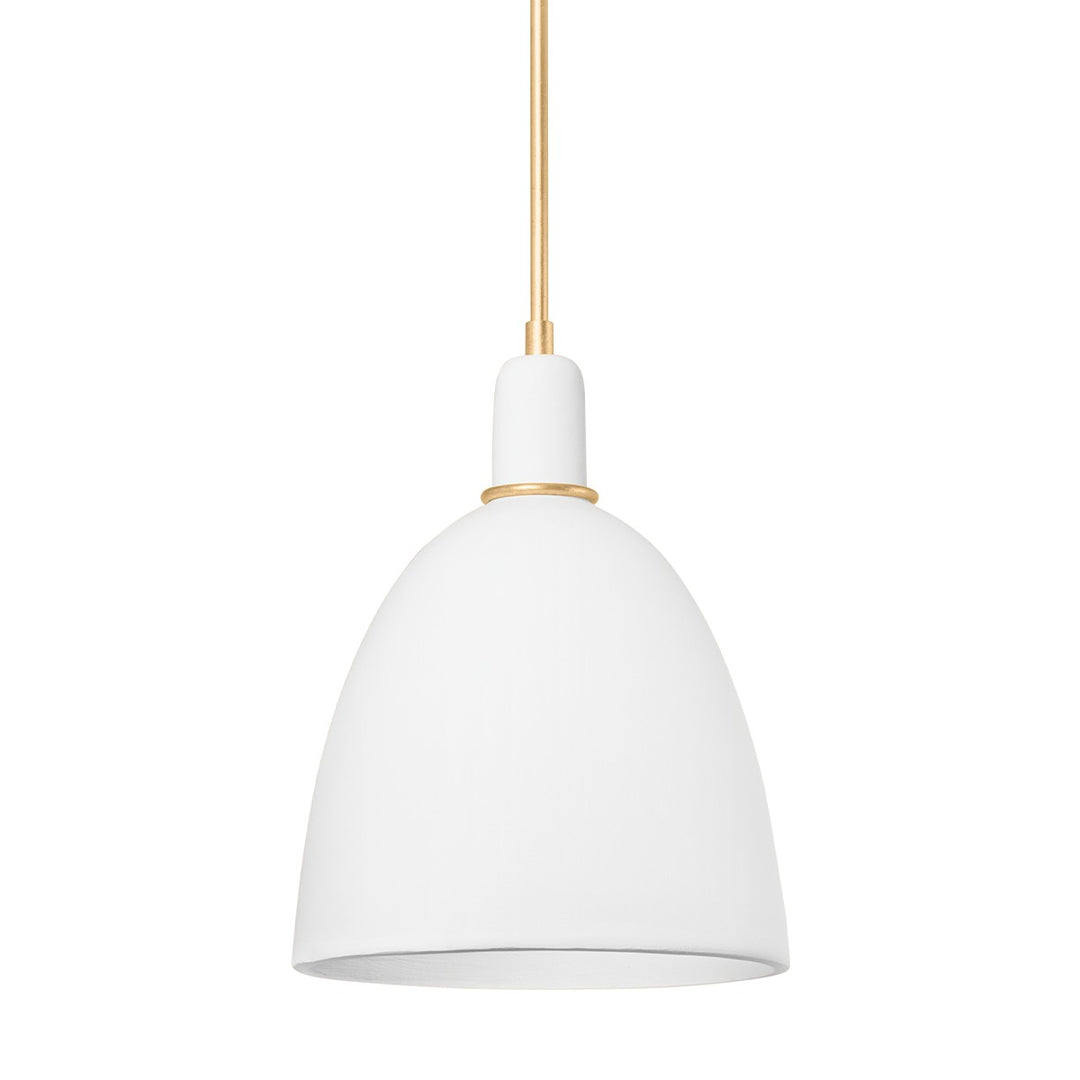 Copake One Light Pendant in Vintage Gold Leaf/Matte Ivory Ceramic - available from The Lighting Shoppe, trusted by Canadian homeowners