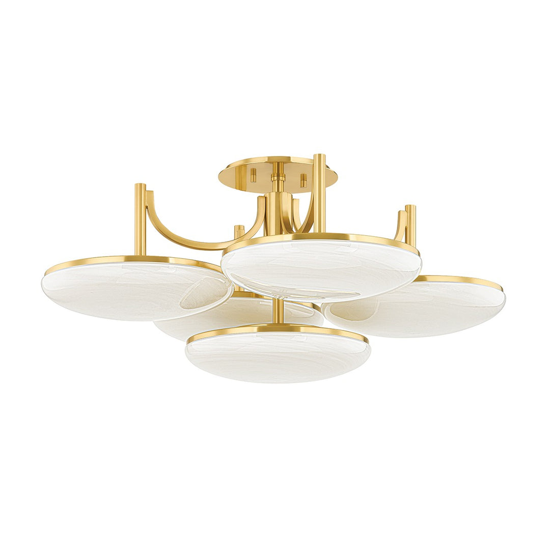 Bregman LED Semi Flush Mount in Aged Brass - available from The Lighting Shoppe, trusted by Canadian homeowners