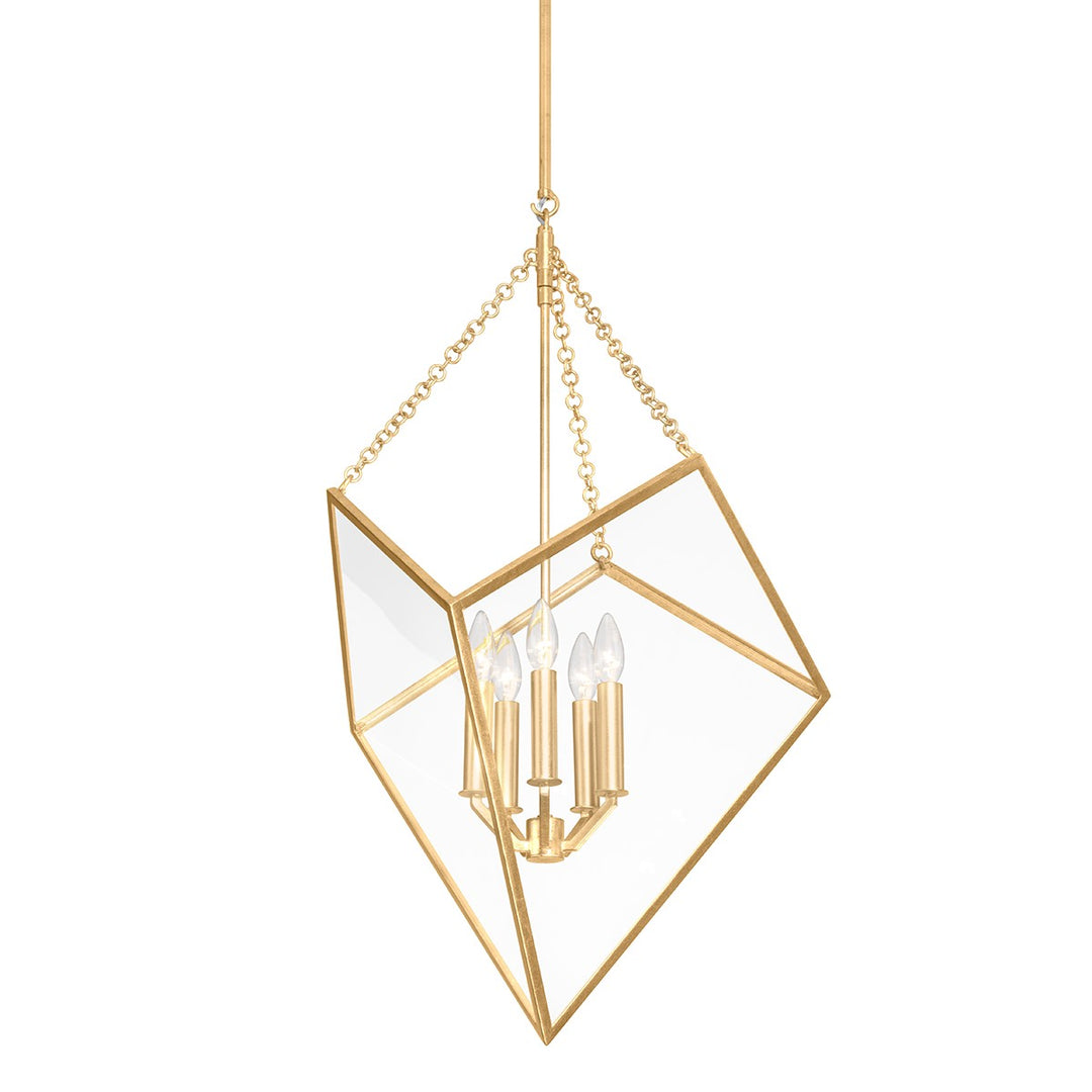 Hudson Valley Canada - 2534-VGL - Five Light Lantern - Brookfield - Vintage Gold Leaf