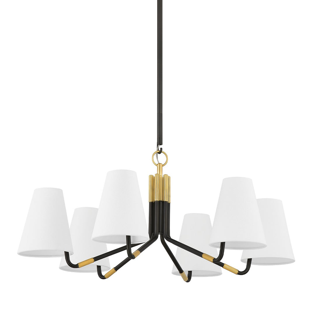 Stanwyck Six Light Chandelier in Aged Brass/Distressed Bronze - available from The Lighting Shoppe, trusted by Canadian homeowners