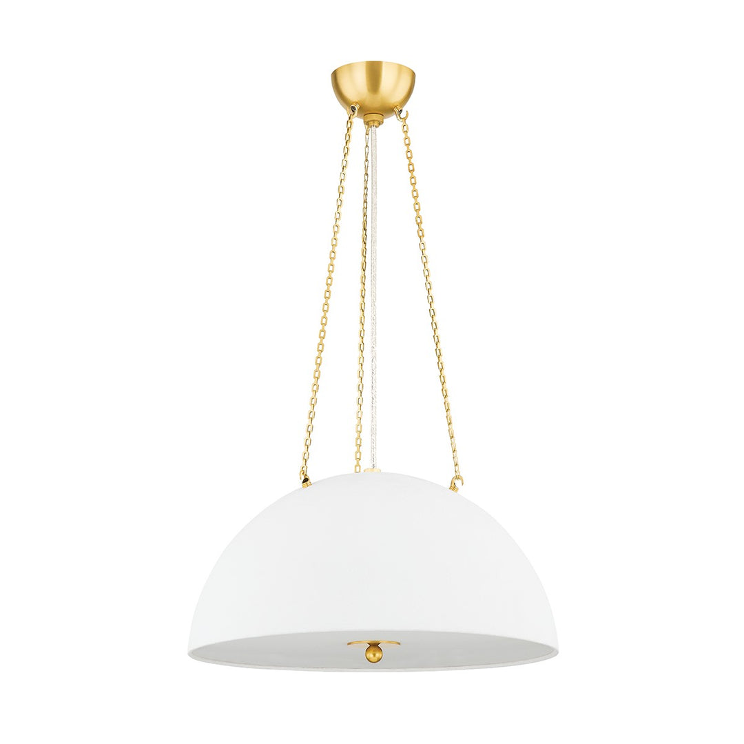 Chiswick Three Light Pendant in Aged Brass/White Plaster - available from The Lighting Shoppe, trusted by Canadian homeowners
