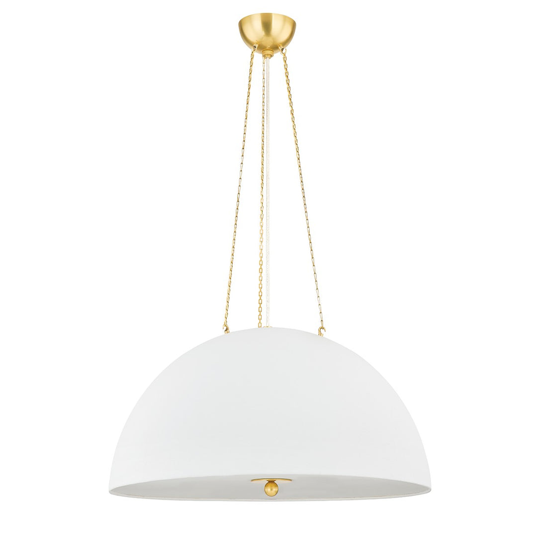 Chiswick Four Light Pendant in Aged Brass/White Plaster - available from The Lighting Shoppe, trusted by Canadian homeowners