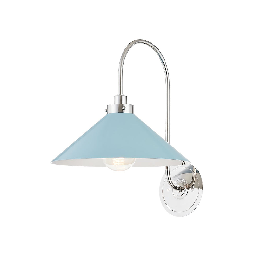 Clivedon One Light Wall Sconce in Polished Nickel/Blue Bird - available from The Lighting Shoppe, trusted by Canadian homeowners