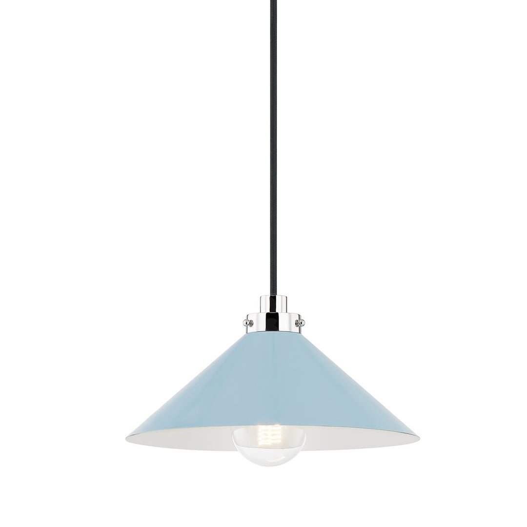 Clivedon One Light Pendant in Polished Nickel/Blue Bird - available from The Lighting Shoppe, trusted by Canadian homeowners