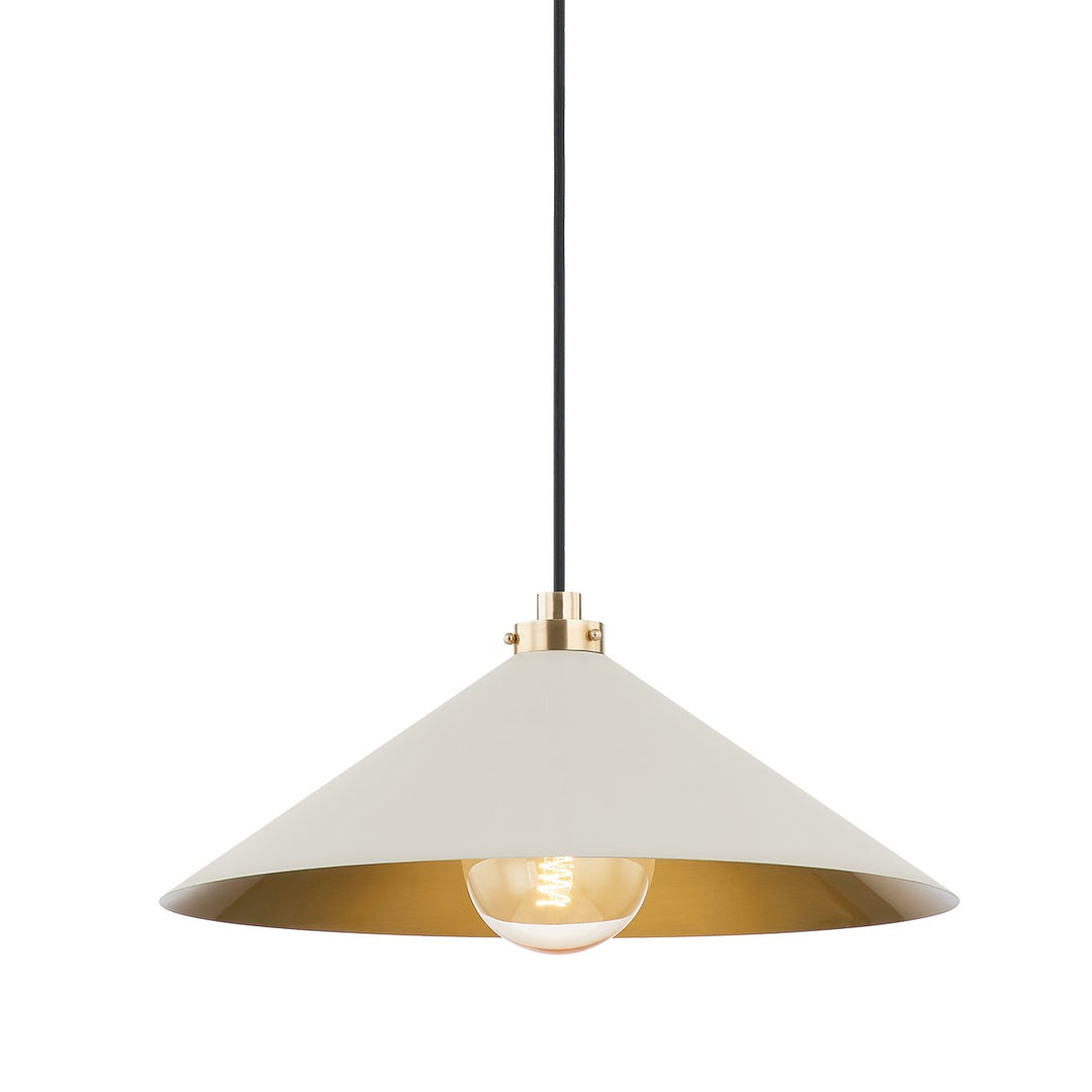 Clivedon One Light Pendant in Aged Brass/Off White - available from The Lighting Shoppe, trusted by Canadian homeowners