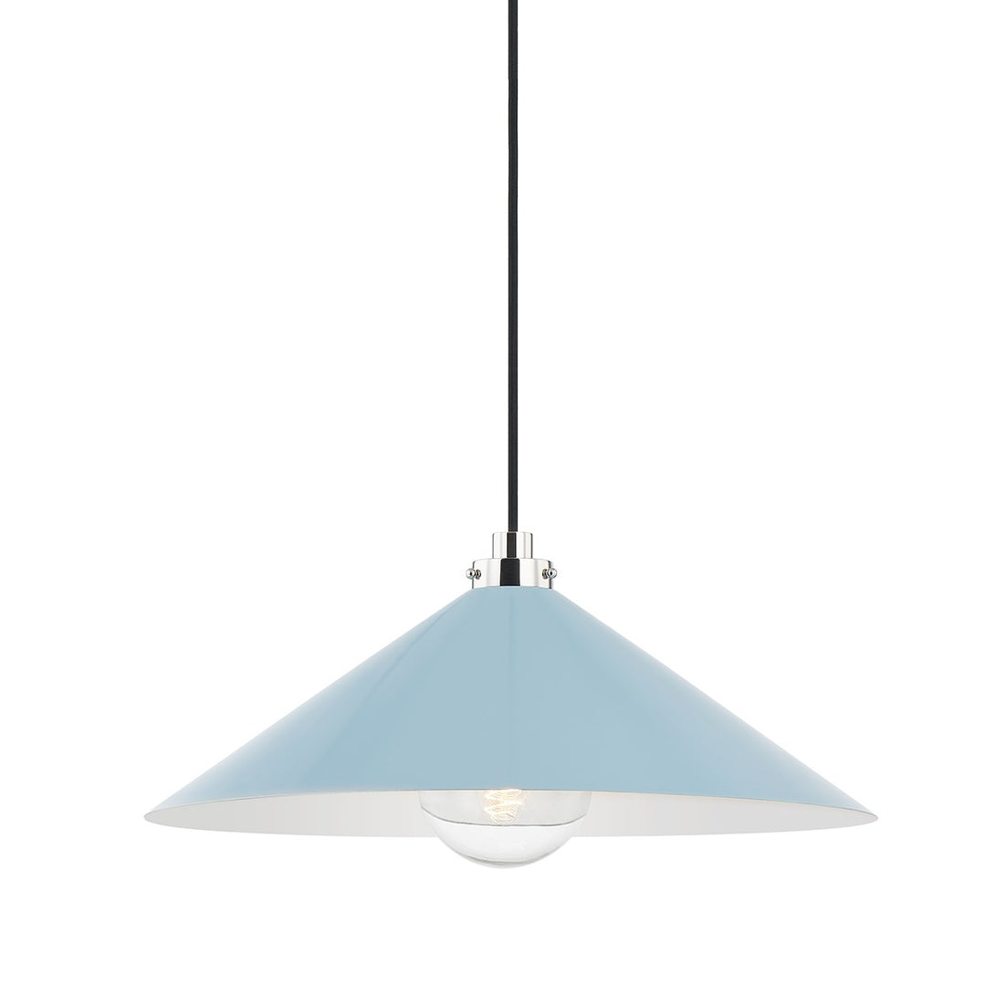 Clivedon One Light Pendant in Polished Nickel/Blue Bird - available from The Lighting Shoppe, trusted by Canadian homeowners