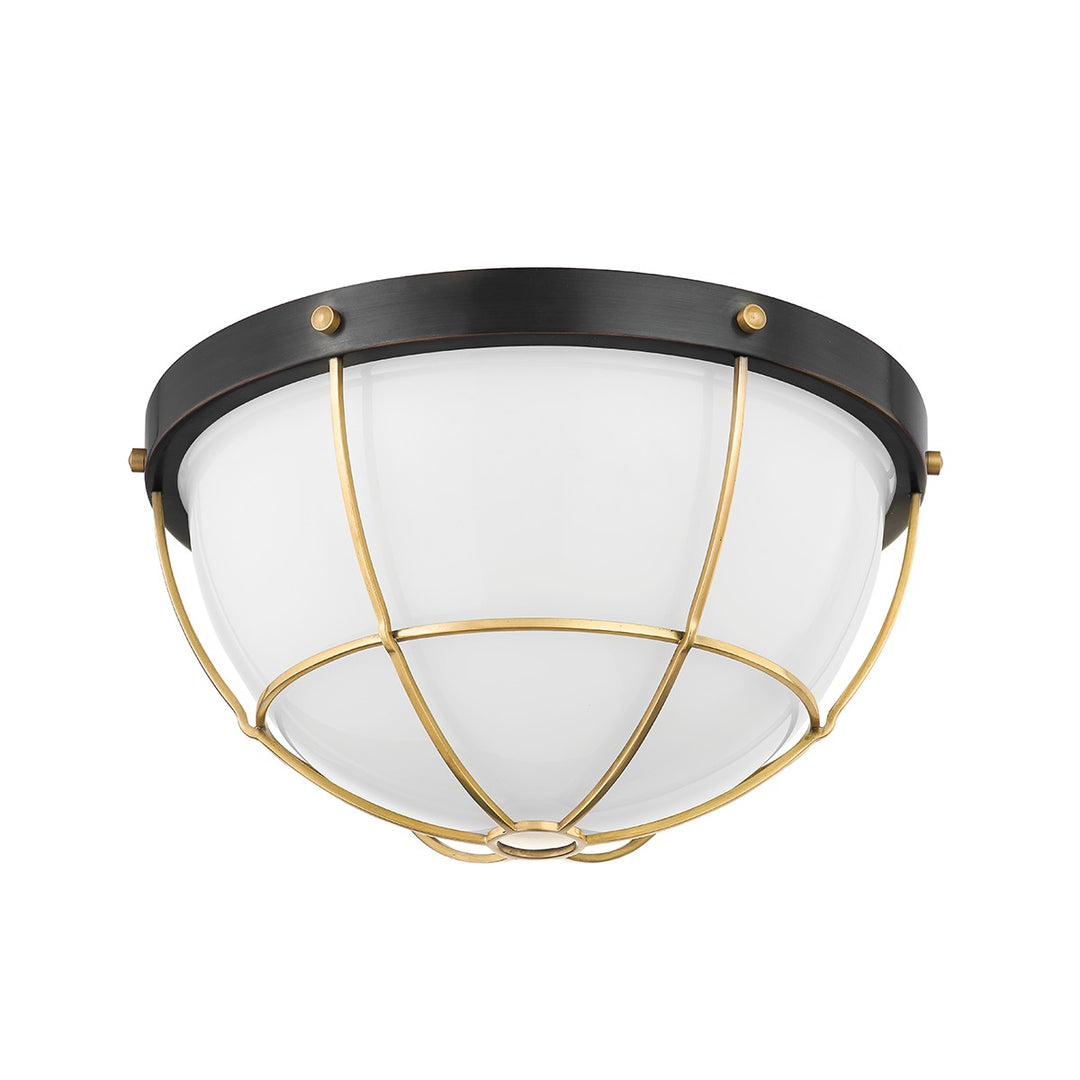 Holkham Two Light Flush Mount in Aged Brass/Distressed Bronze - available from The Lighting Shoppe, trusted by Canadian homeowners