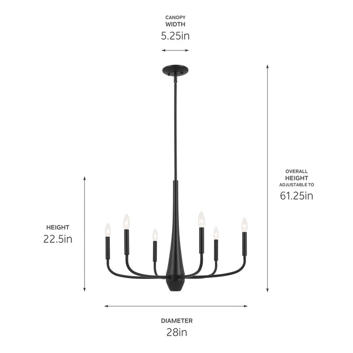 Kichler Canada - 52525BK - Six Light Chandelier - Deela - Black