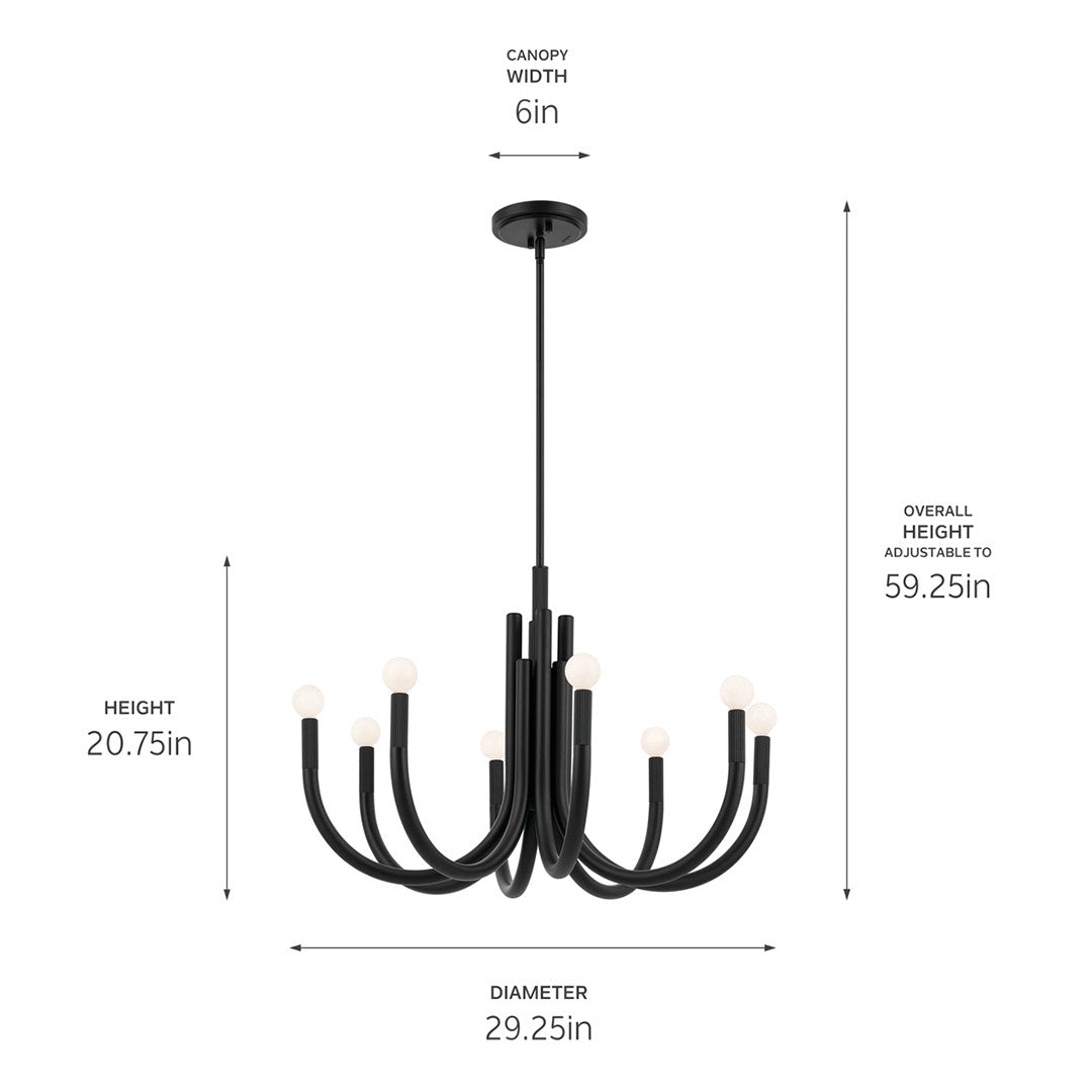 Kichler Canada - 52550BK - Eight Light Chandelier - Odensa - Black