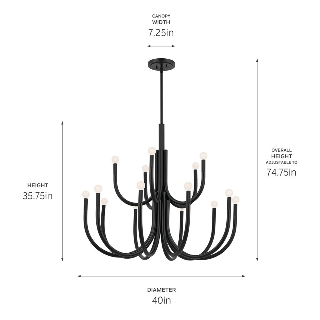 Kichler Canada - 52552BK - 15 Light Chandelier - Odensa - Black
